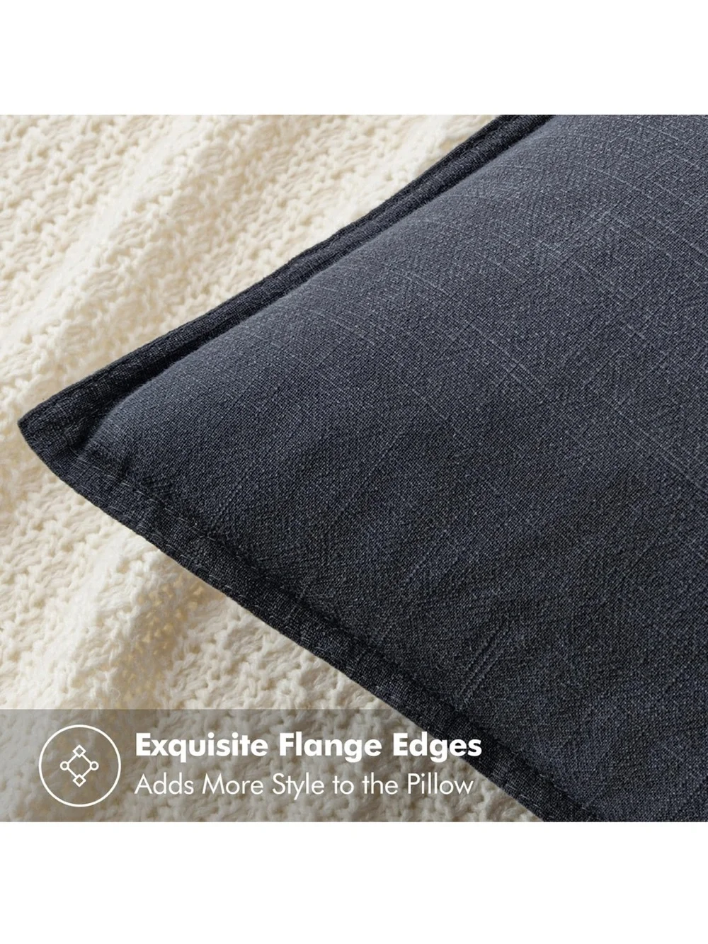 Decorative Linen Pillow Covers Boho Farmhouse Modern Soft Accent Euro Dark Gray
